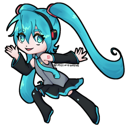 A chibi of Hatsune Miku from Crypton future media