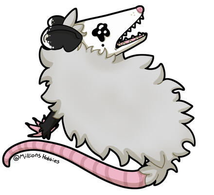 Original artwork of a crying possum.
